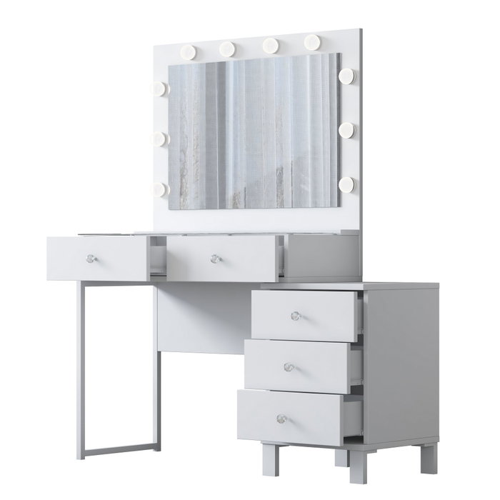 Hanah Home Mesa de Maquillaje Blanca con 10 Focos